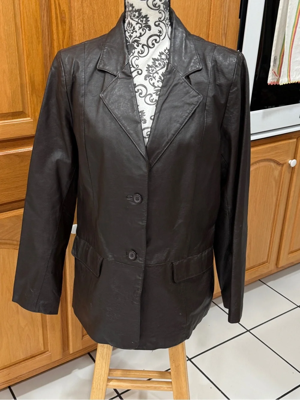 Vintage Chadwick’s Dark Brown Genuine Leather Blazer Size 14